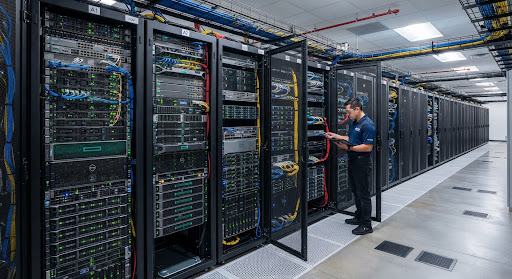 High-density enterprise server hardware racks