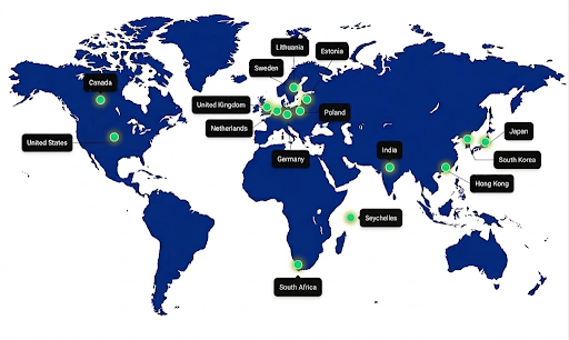 Global Fiber Peering and Transit Network Map