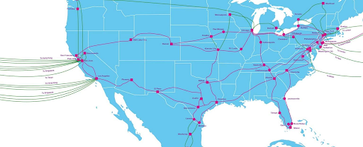 FiberGrid North America IP Transit Core Route Map